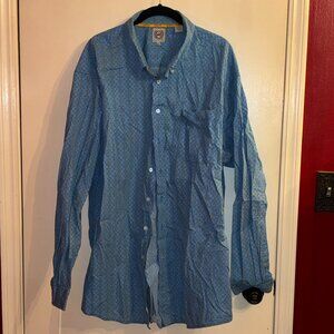 Men's Cinch Blue & Yellow Pattern Long Sleeve Button Down Size XXL